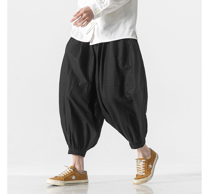 Blueforce - Effen cropped harembroek met elastische taille