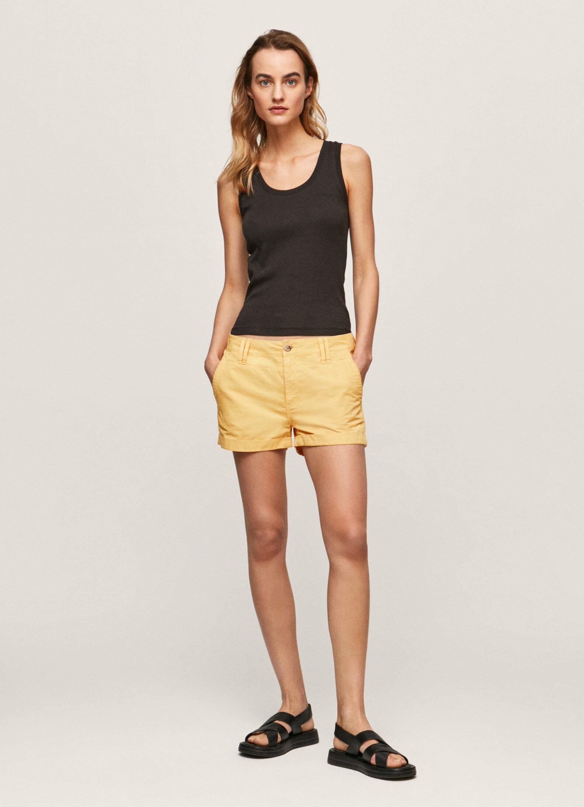 Shorts de algodão, corte regular - com brilho