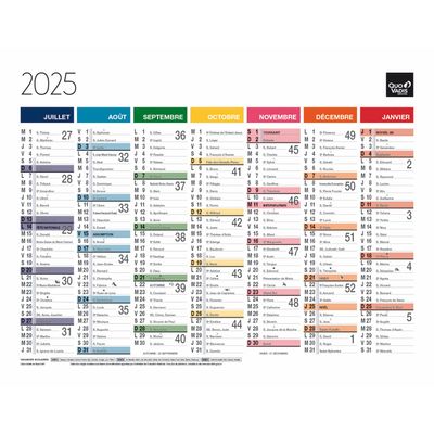 Quo Vadis Arc en Ciel - Calendrier 7 mois par face - 21 x 27 cm