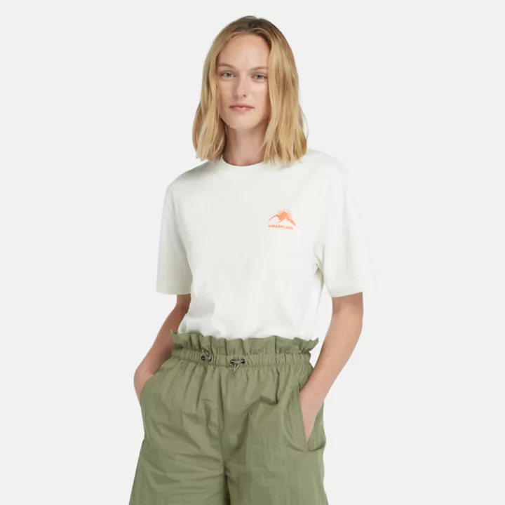 T-shirt à motif Hike Life pour femme en blanc
