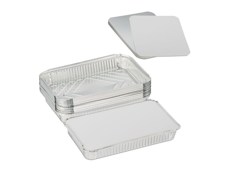 relaxdays Grillschale mit Deckel 25 Stück Aluschalen mit Deckel