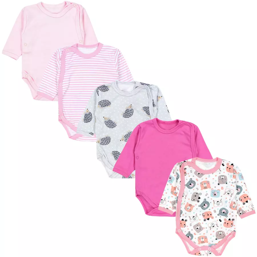 TupTam Baby Langarm Wickelbody im 5er Set koralle