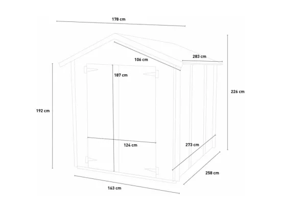 Abri de jardin en bois naturel pour outils 178x273 NaturalCabin