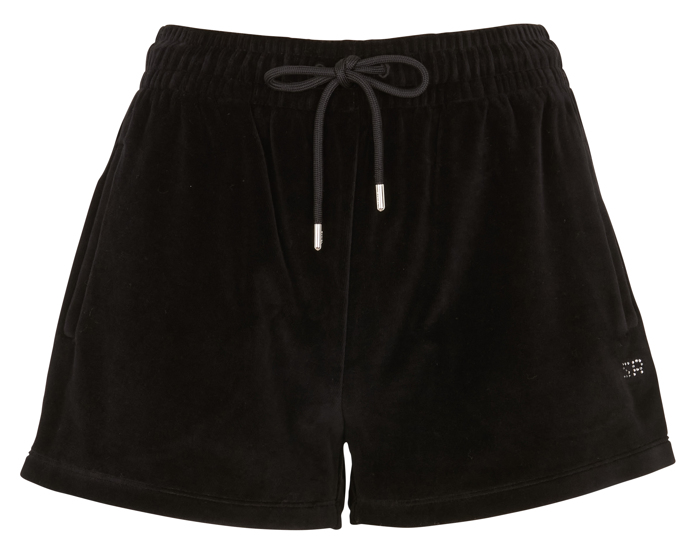 Short droit en velours et coton mélangé| Noir