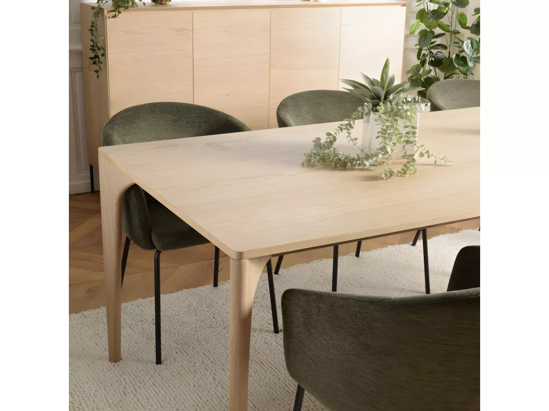 MADISON - Table à manger rect. 220x100cm naturelle pieds chêne massif
