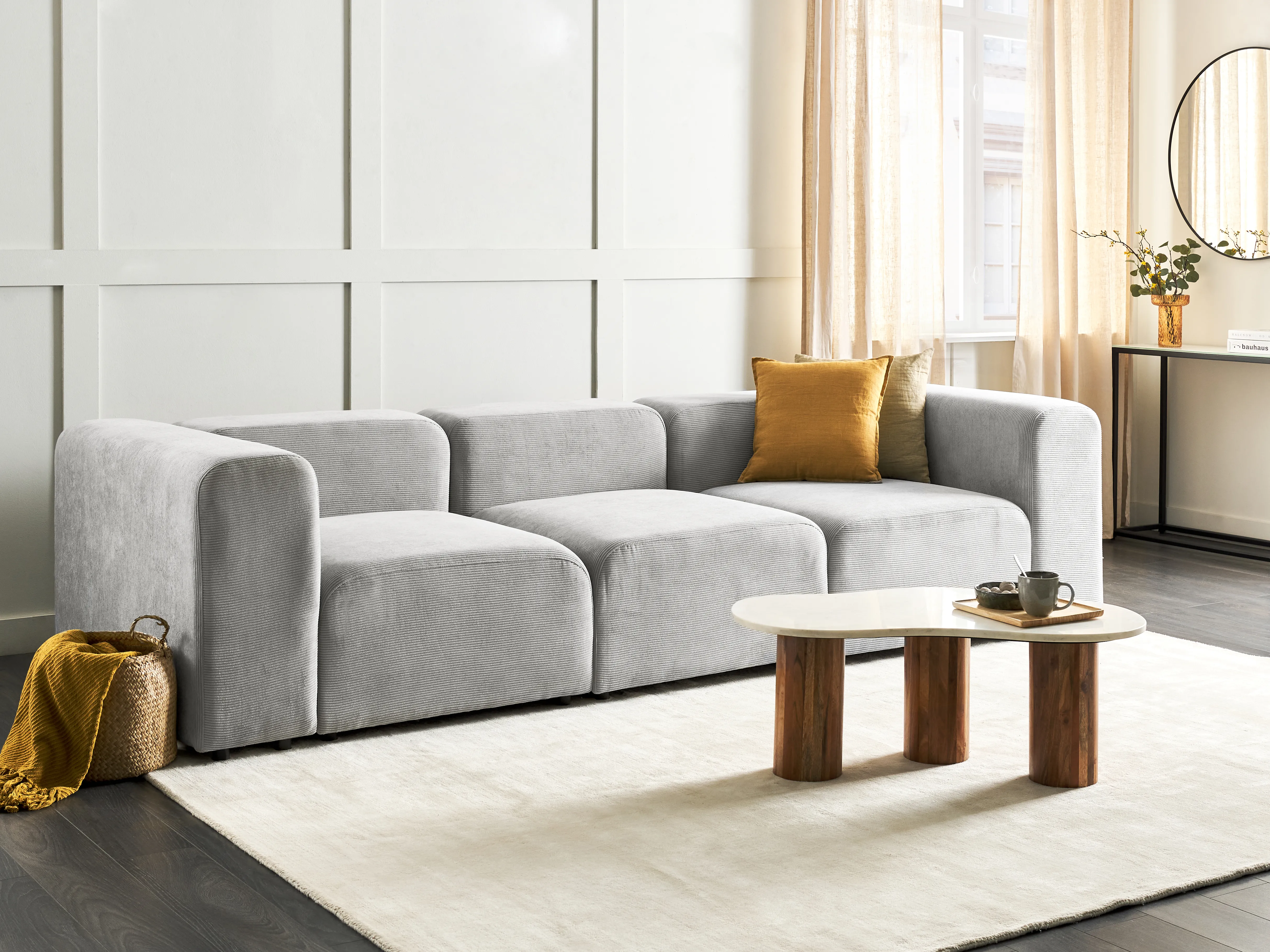 Modulaire bank 3-zits FALSTERBO Corduroy Grijs