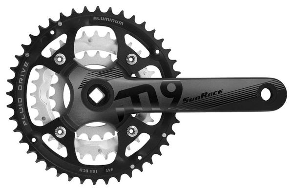 SUNRACE Pédalier Fcm914 Aluminium - 9 Vitesses - 175Mm 44-32-22T - Axe Carré