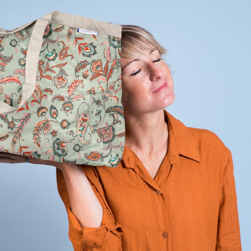 Sac Cabas Taille Moyenne Plissé Vert Bohème