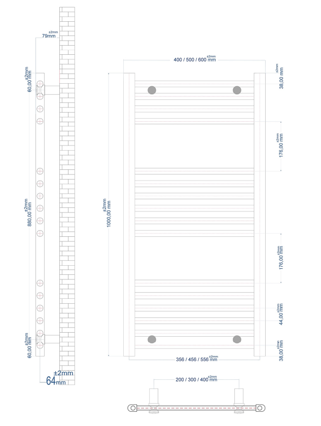 Eastbrook Wingrave handdoekradiator 60x100cm grijs mat 582W