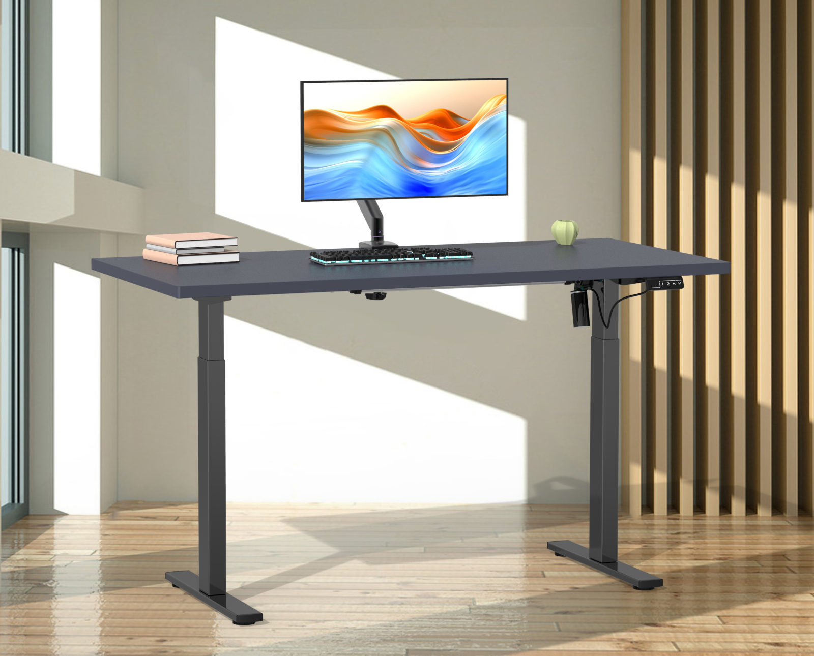Schreibtisch E-LONA - anthrazit-schwarz - 140x50 cm - höhenverstellbar