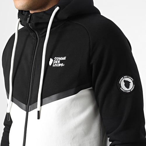 Ensemble Sweat Zippé Capuche Et Pantalon Jogging Everest Noir Blanc