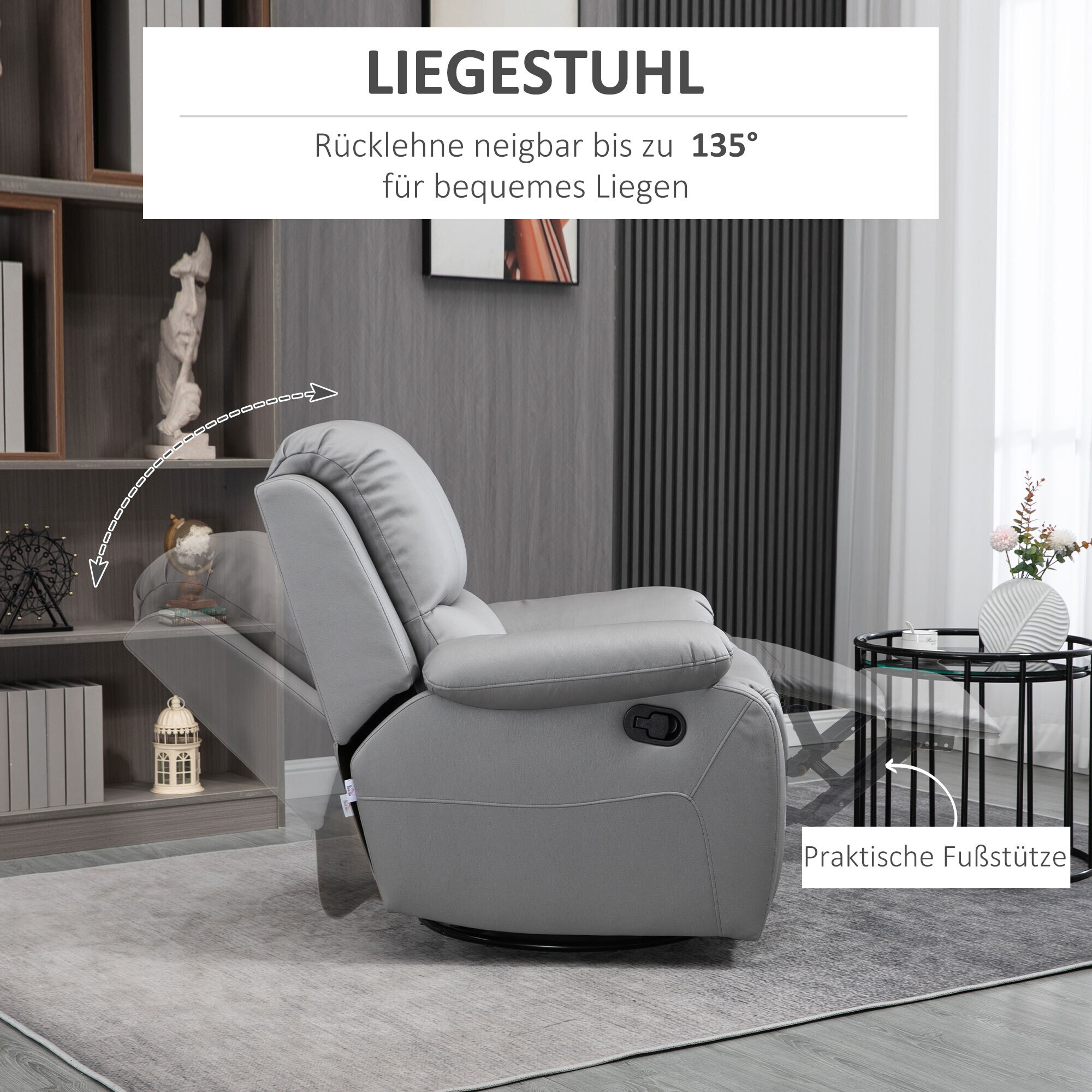HOMCOM Relaxsessel mit Rückenkissen grün 93L x 100B x 98H cm