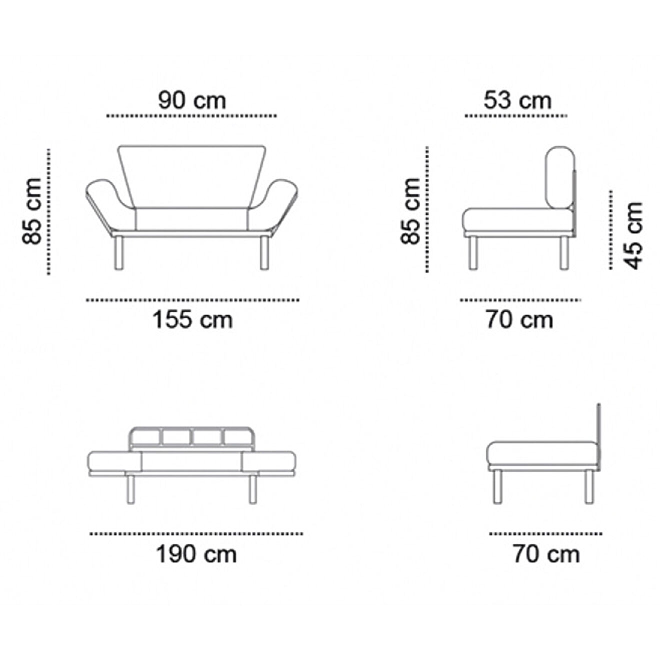 Atelier del Sofa Canapé 2 places convertible Nitta marron - 155x85x73 cm