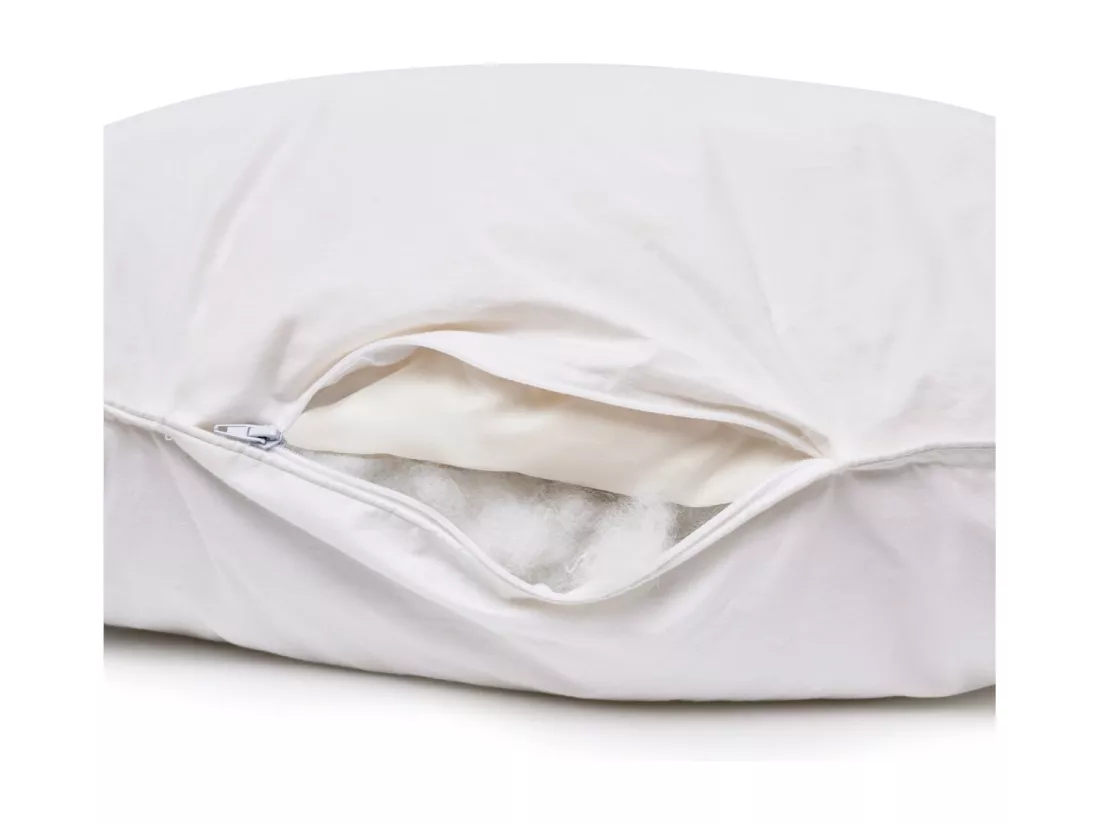 Oreiller souple 60x60cm Duo Duvet Canard Microfibre - Enveloppe coton percale - Multipositions