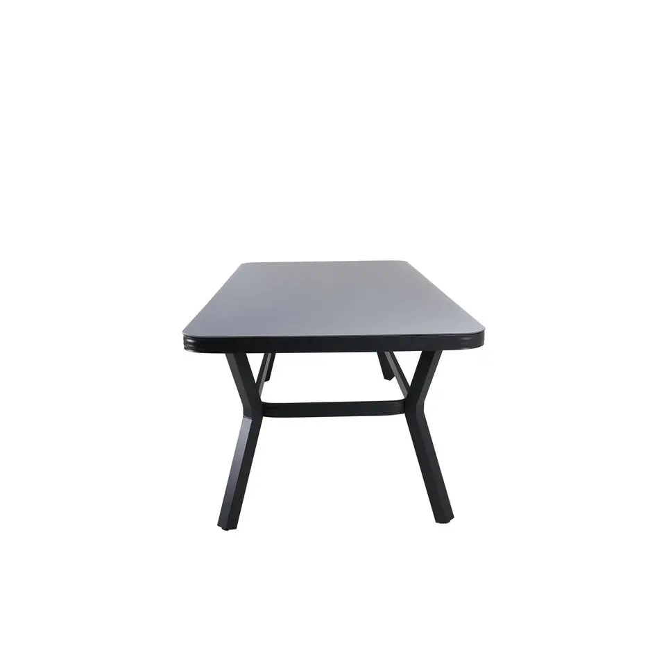 Eettafel Zwart Grijs Glas - 200x100x74cm - Virya
