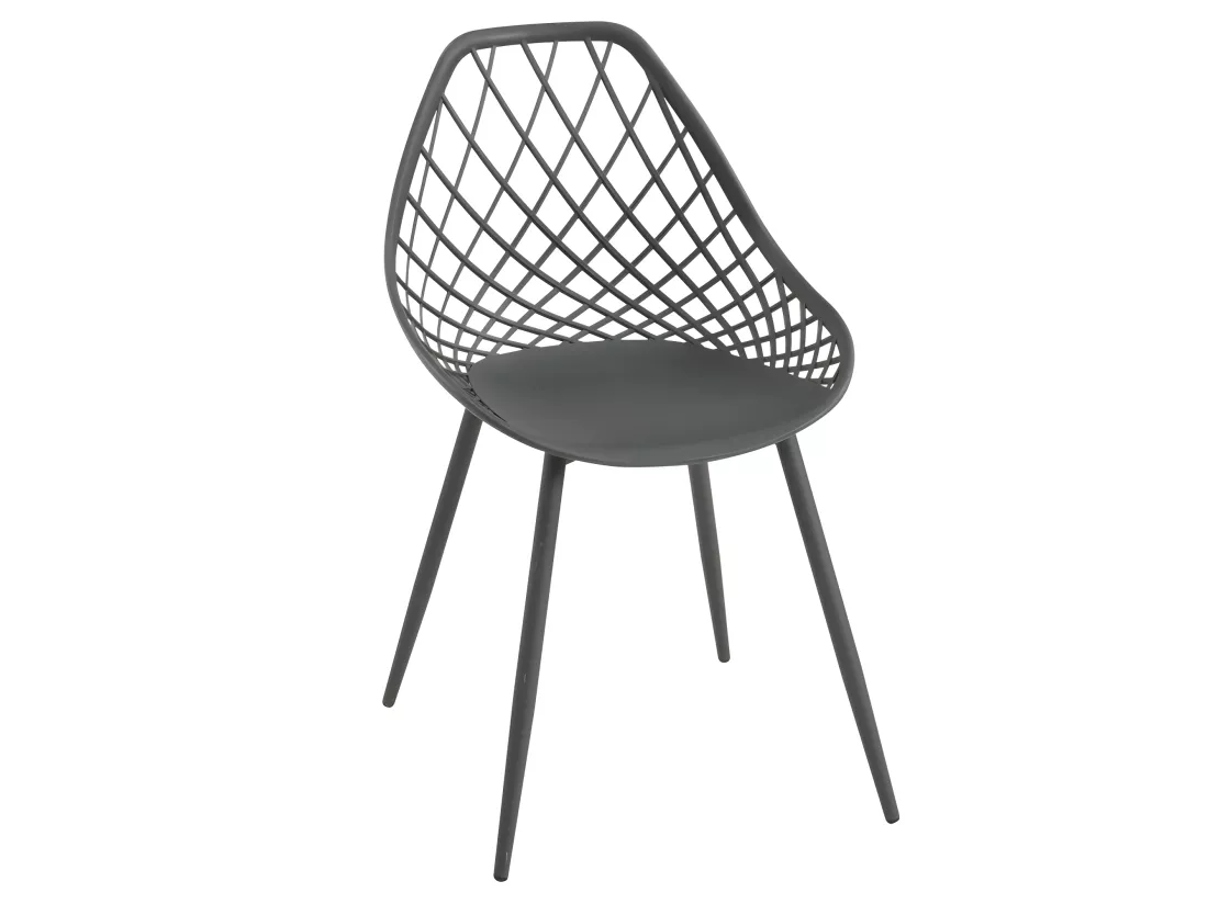 Lot de 2 chaises de jardin en polypropylène avec pieds en métal - Anthracite - MALAGA de MYLIA