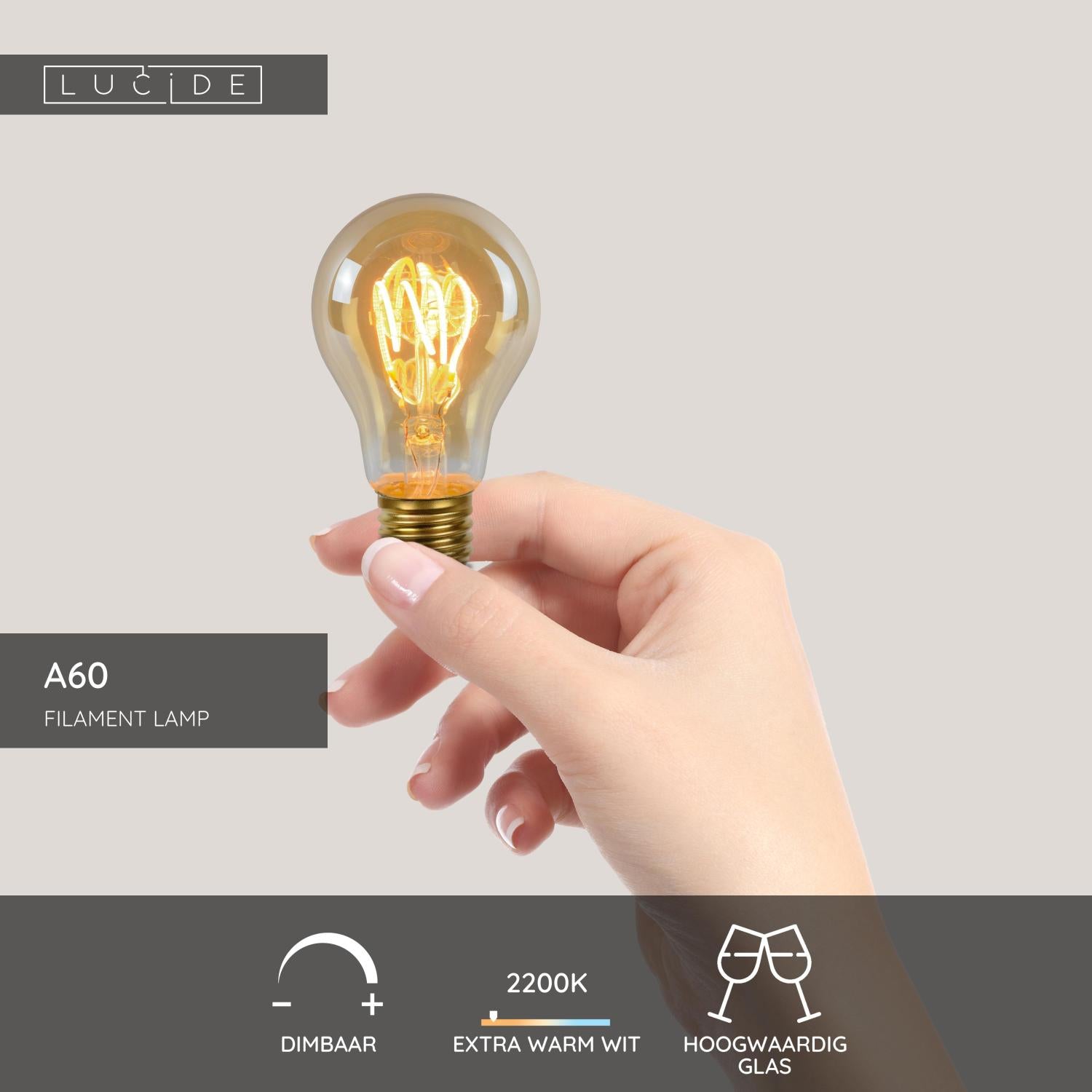 Lucide A60 Filament lamp - Amber