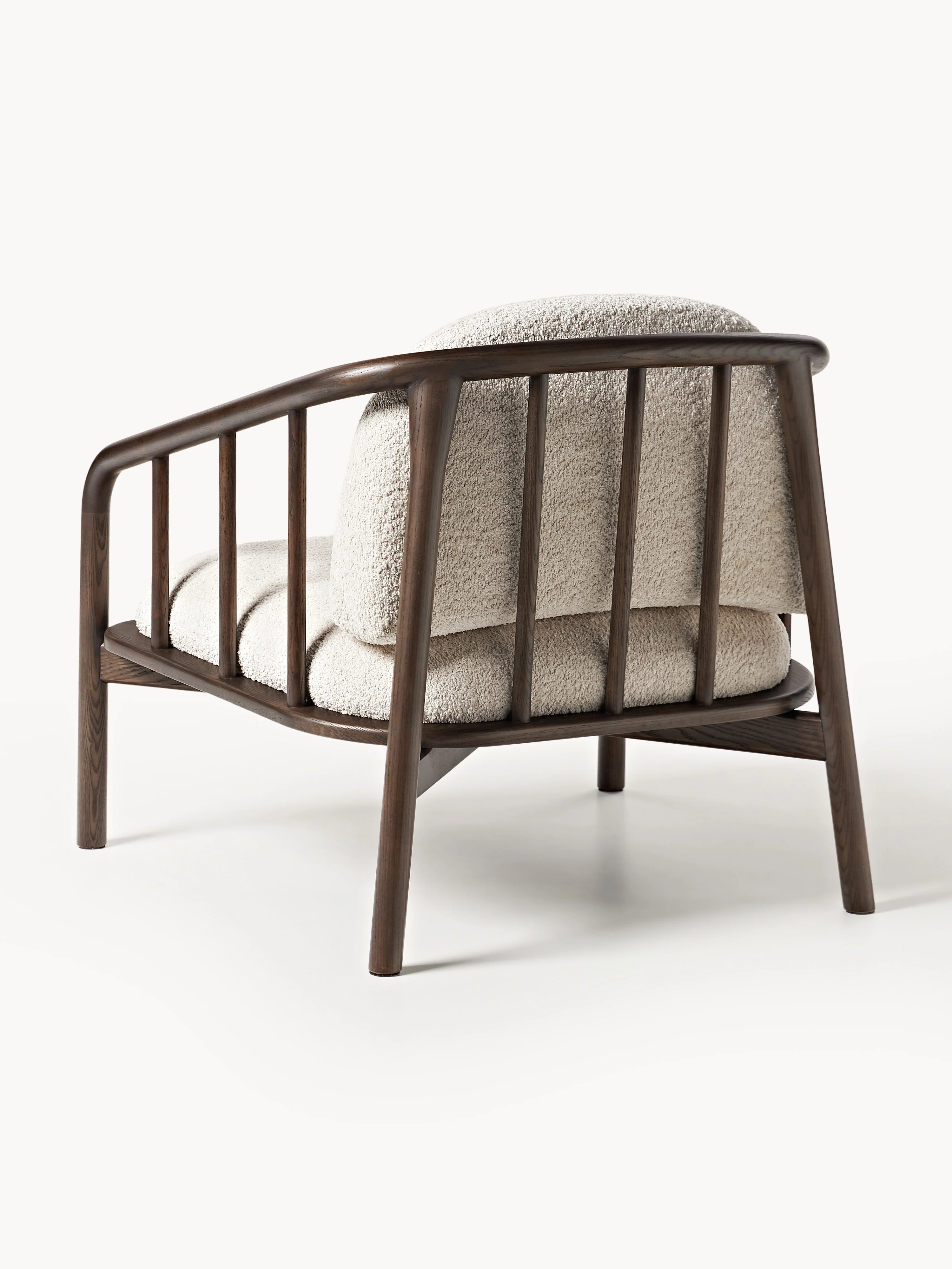 Loungefauteuil Balin van essenhout met teddy-bekleding