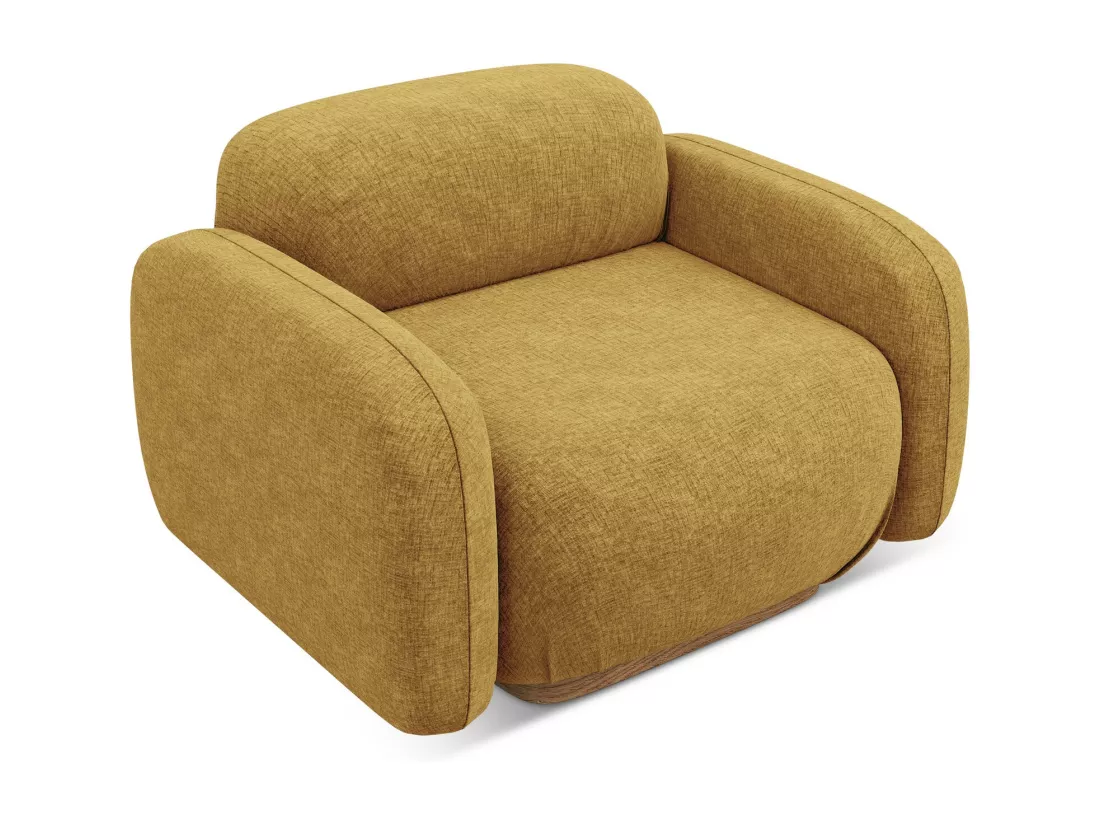 Fauteuil en tissu chenille - moutarde - AILANI