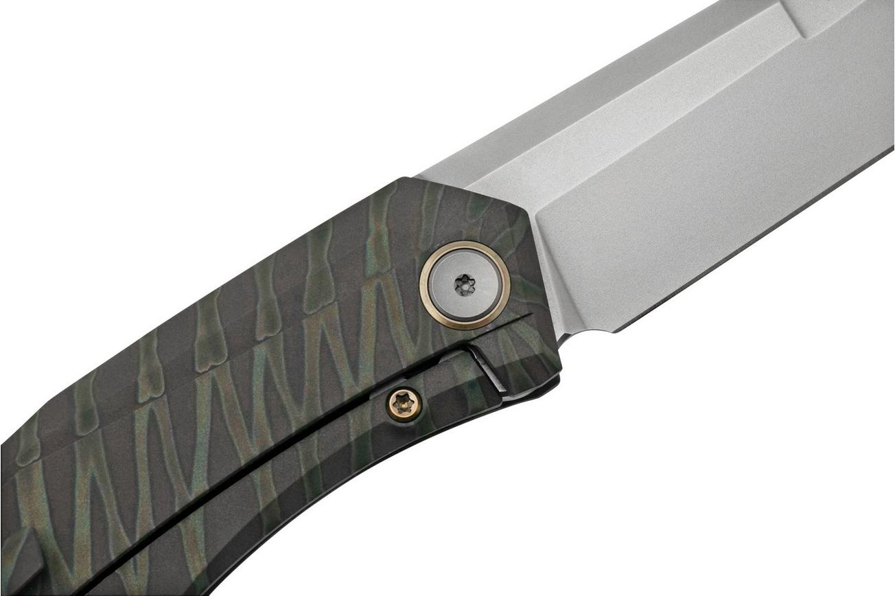 WE Knife Cybernetic WE22033-3 Tiger Stripe Pattern Flamed Titanium, Bead Blasted Limited Edition, zakmes