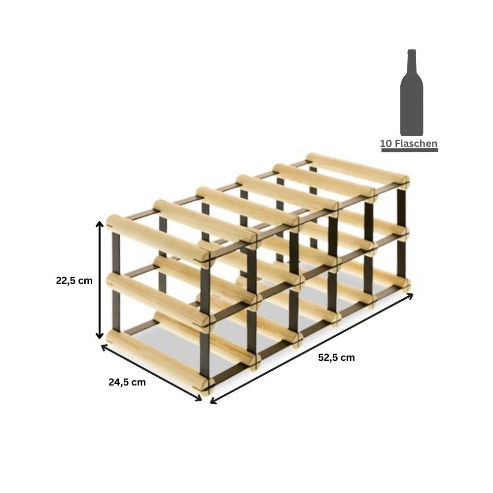 PROREGAL Modulair Wijnrek Vinotega Mod Metaal HxBxD 22,5 x 52,5 x 24,5 cm 5 x 2 Flessen Massief Dennenhout Natuurlijk