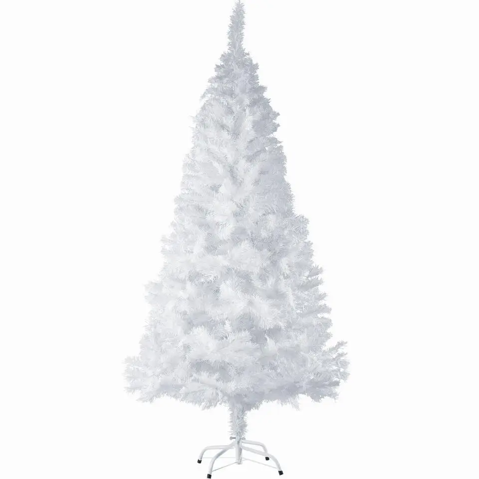 tectake Kunstkerstboom natuurgetrouw met metalen standaard wit, Wit
