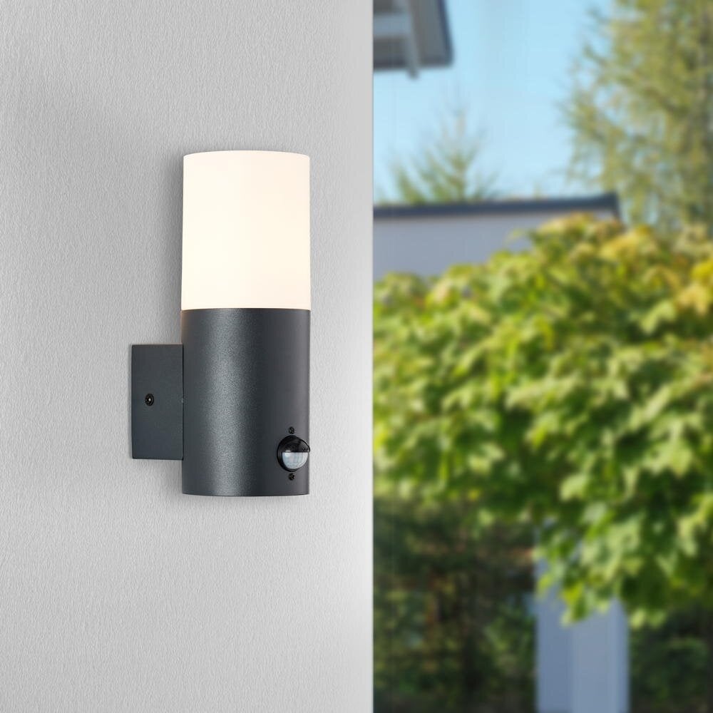 Aberdeen wandlamp in antraciet E27 IP44 met bewegingsmelder