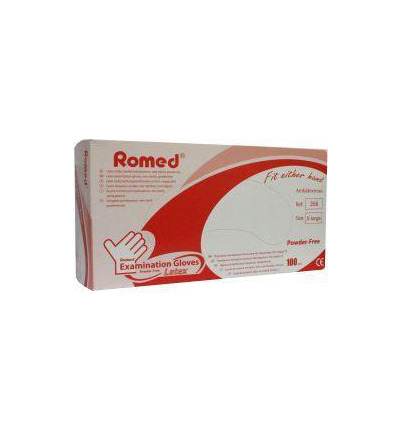 Romed Latex handschoen niet steriel poedervrij XL (100 stuks)