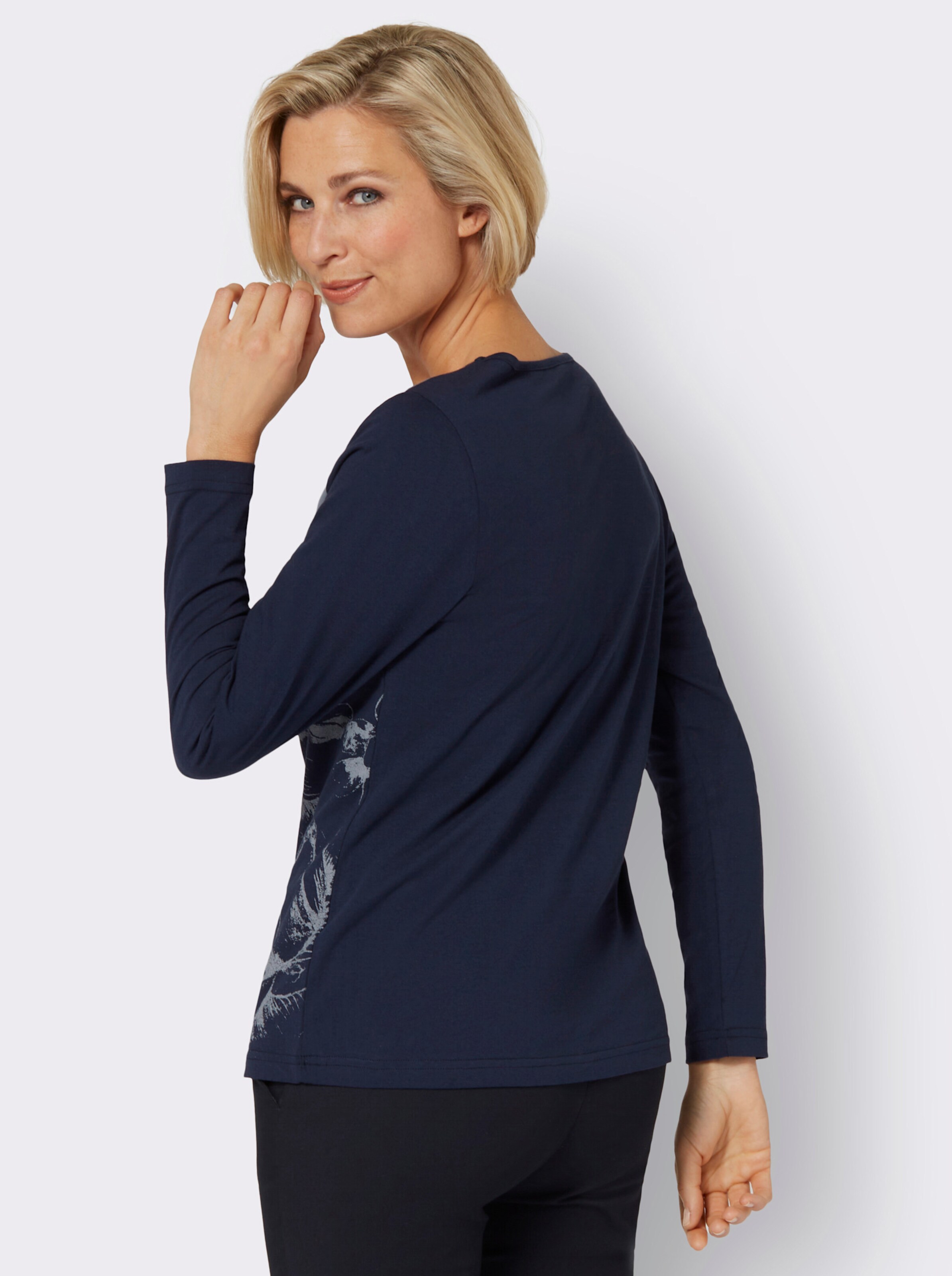 Spitzenshirt mit Blumen-Druck