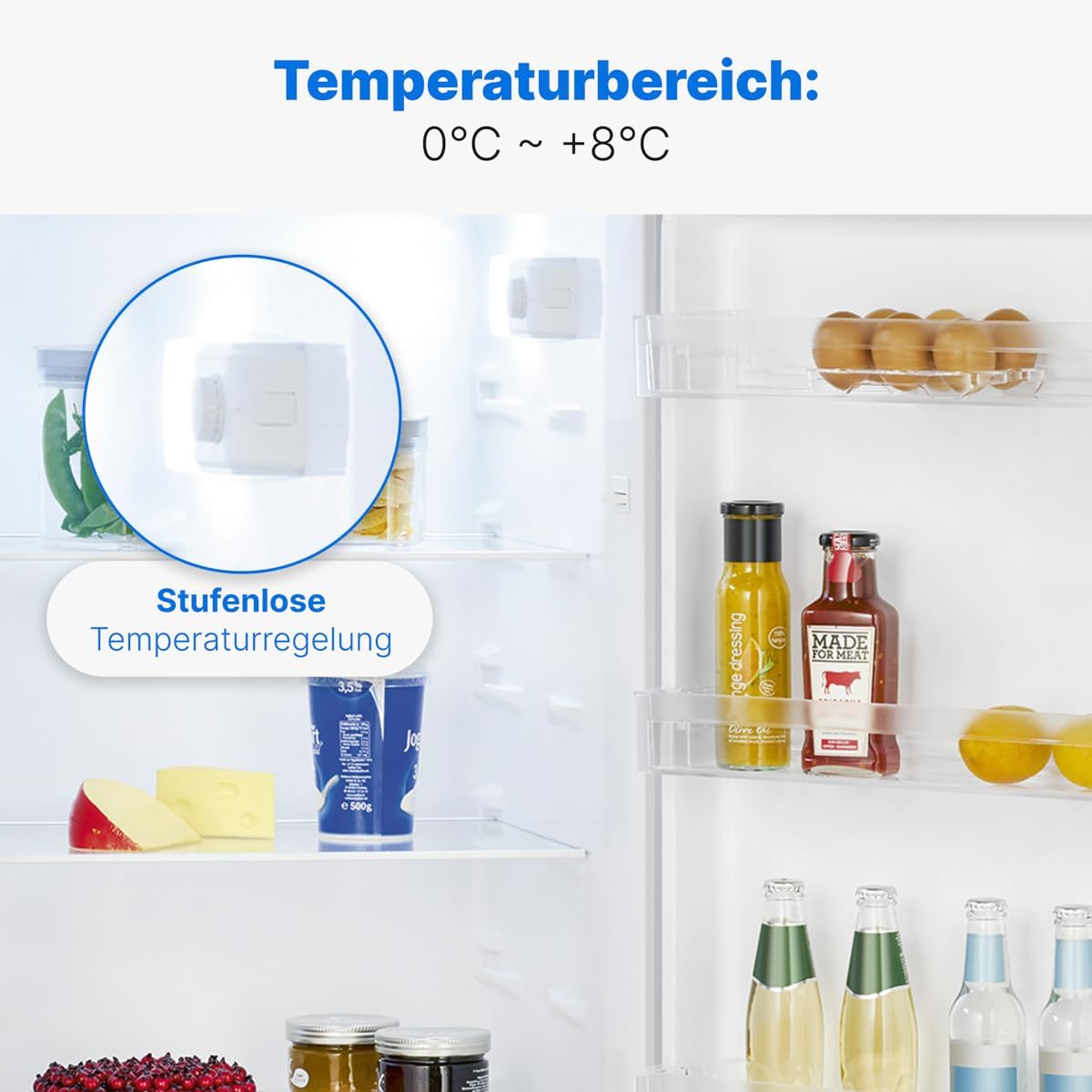 Bomann® Kühlschrank ohne Gefrierfach | Energieklasse D | 143cm | 5 Ablagen | 0°C ~ +8°C | leise 39dB | Getränkekühlschrank | 242L Flaschenkühlschrank | Kühlschrank groß | VS 7363 inox