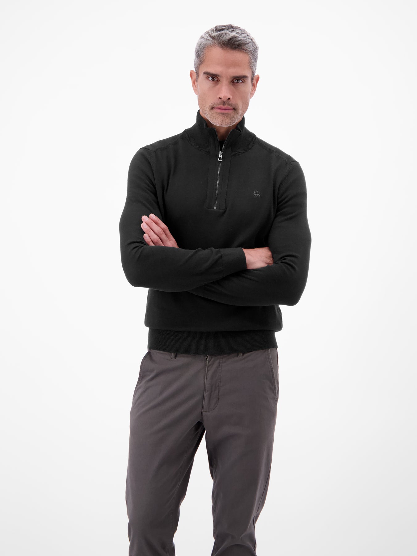 Flachstrickpullover mit Troyerkragen