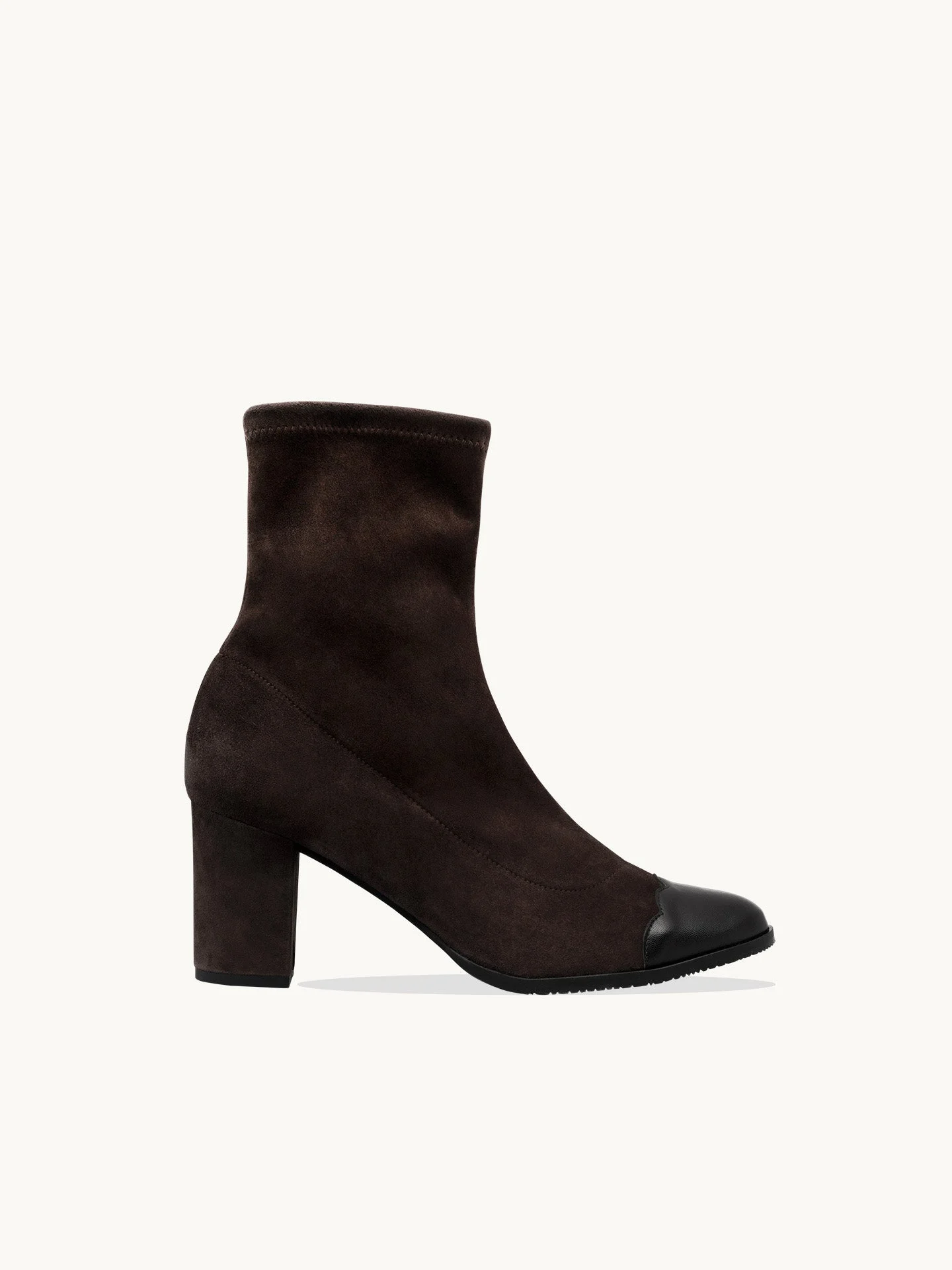 FELICE STRETCH BROWN - Bottines stretch à talon en cuir velours | Marron