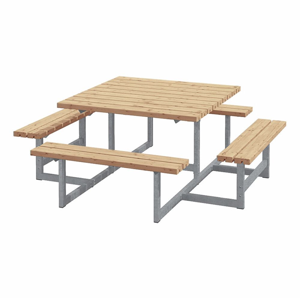 BENKESETT PLUS BORD/BENKER PICNIC 200X200X73/45CM GYLDENBRUN