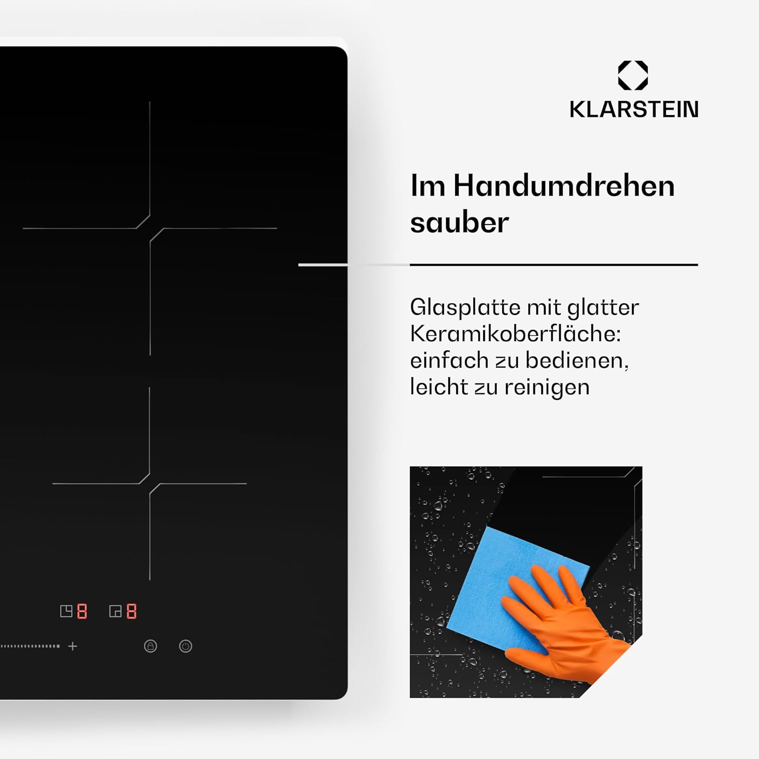 Klarstein PowerGlide Induktionskochfeld - 4-Zonen Induktionsherd, 7800 W Power Boost, 9 Heizstufen, SenseControl, Timer & Kindersicherung, 60 cm Elegantes Design