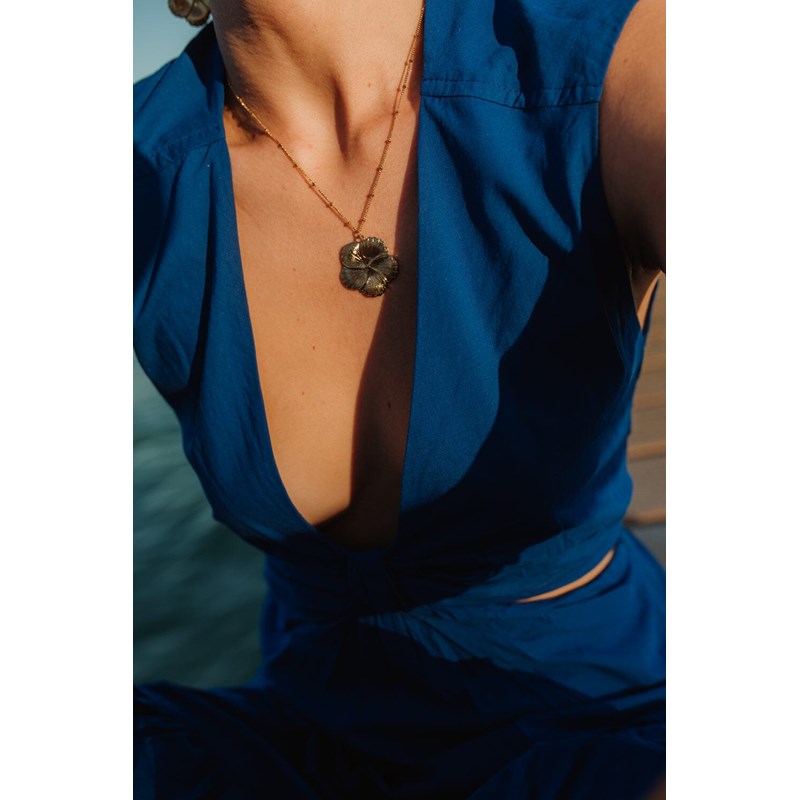 collier fleur plaqué argent - HÉLIOS