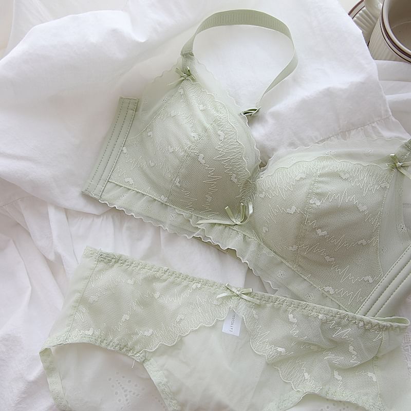 Nabla - Bow Wireless Lace Bra / Panty / Set
