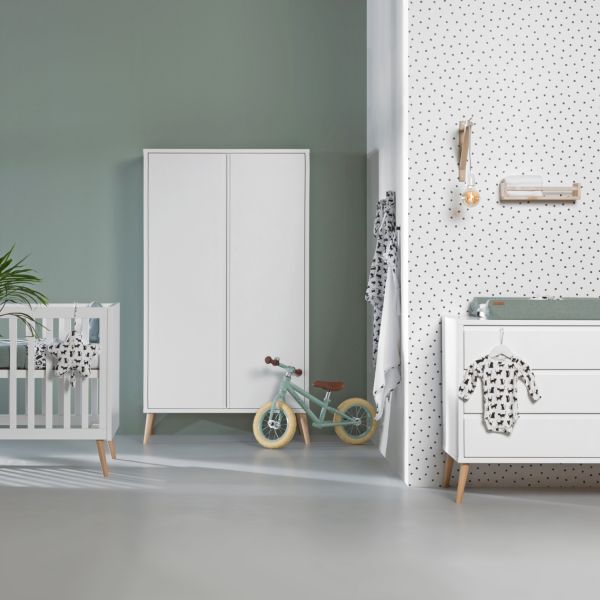 Europe Baby Sterre Babykamer Wit / Naturel | Ledikant 60 x 120 cm   Commode