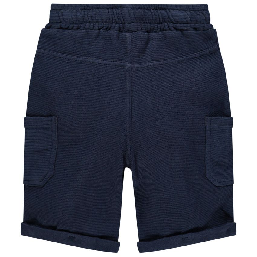 Bermuda en maille style ottoman à poches - Bleu marine