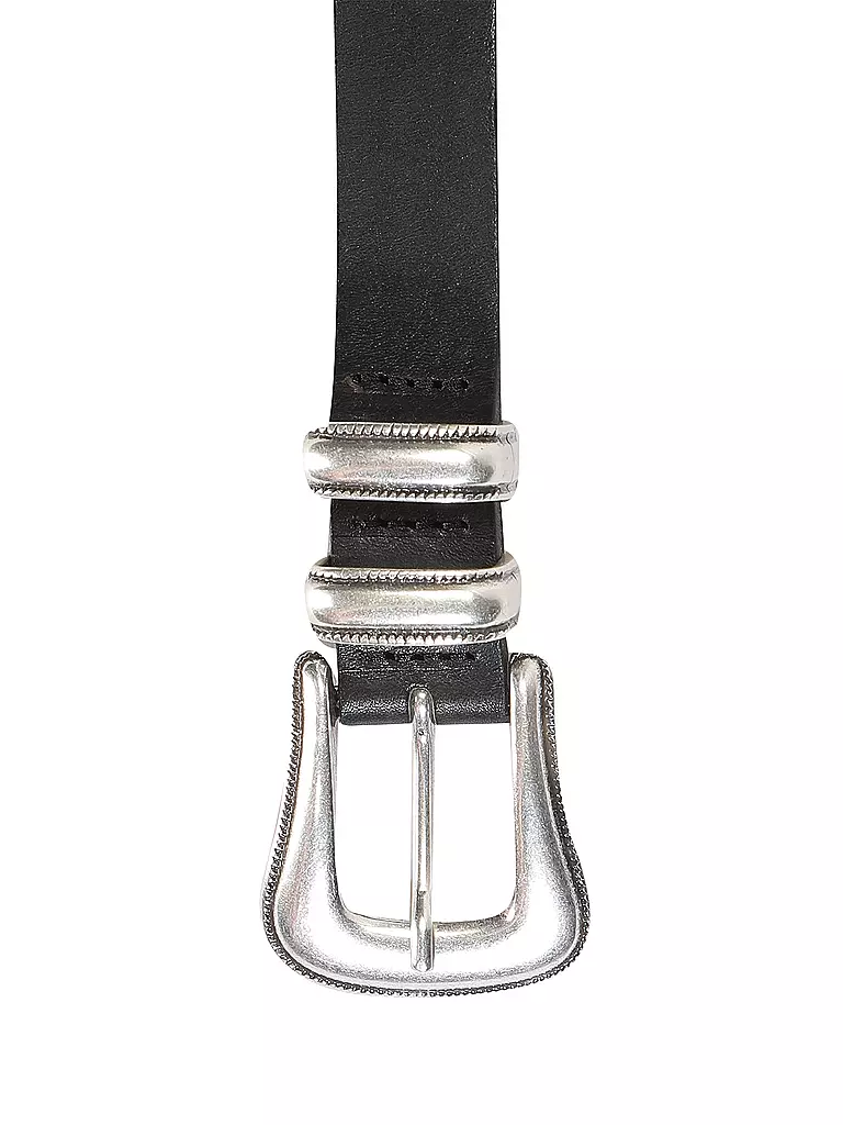 NUDIE JEANS Ledergürtel WESTERN SILVER BELT schwarz