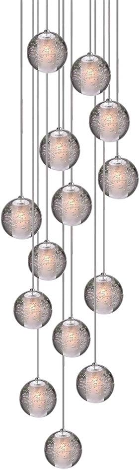H.W.S LED Pendelleuchte Glas Kristall Hängeleuchte Lüster Dekoratives Kronleuchter Modern Pendellampe für Villa Treppe Wohzimmer Esszimmer Schlafzimmer Innenleuchte(14-Flamming, Square)