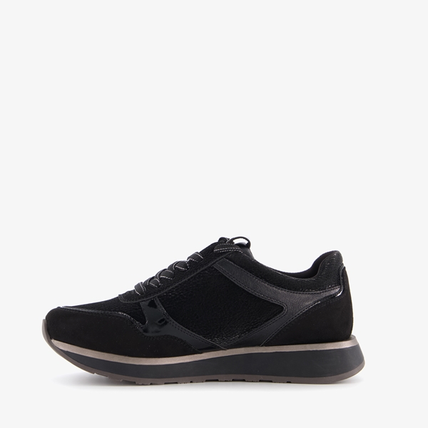 Tamaris dames sneakers zwart met lak detail