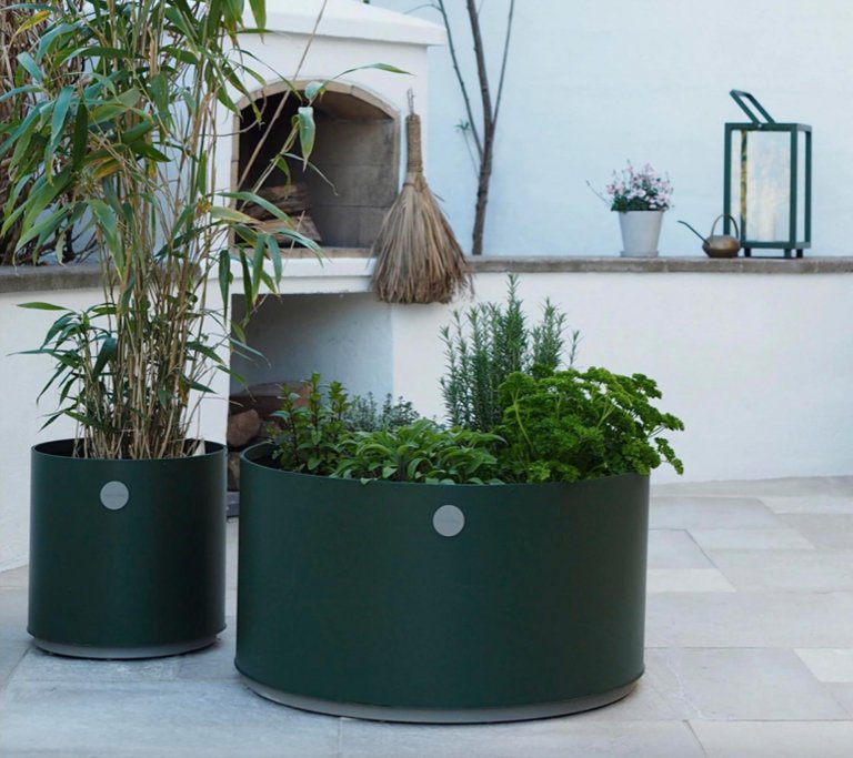 Cane-Line Grow plantenbak L 75 rond dark green
