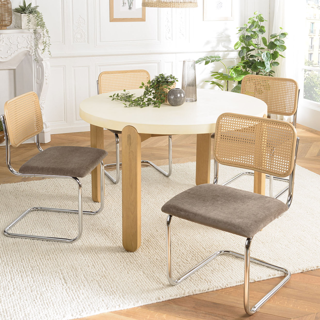 Macabane 2 Chaises Léa taupe - 50x56x84 cm