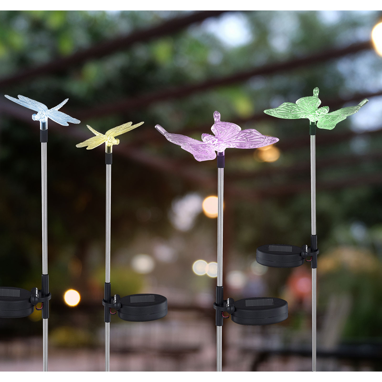 Solar-LED-RGB-Erdspieß - 4er-Set - mit Farbwechsel - 42 cm hoch