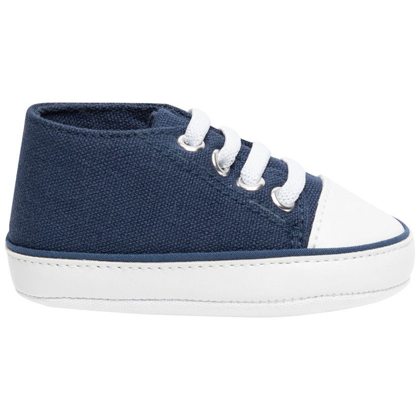 Baskets montantes à lacets en toile pour bébé garçon - Bleu marine