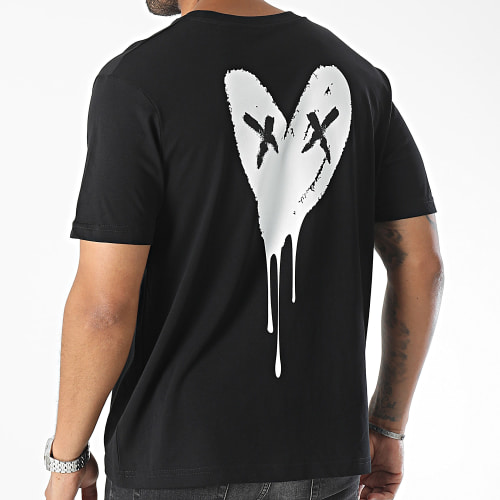 Tee Shirt Oversize Large Heart Series White Noir