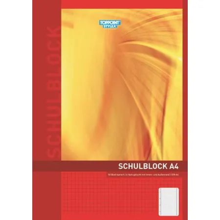 Stylex Schulblock DIN A4 kariert und gelocht, 50 Blatt