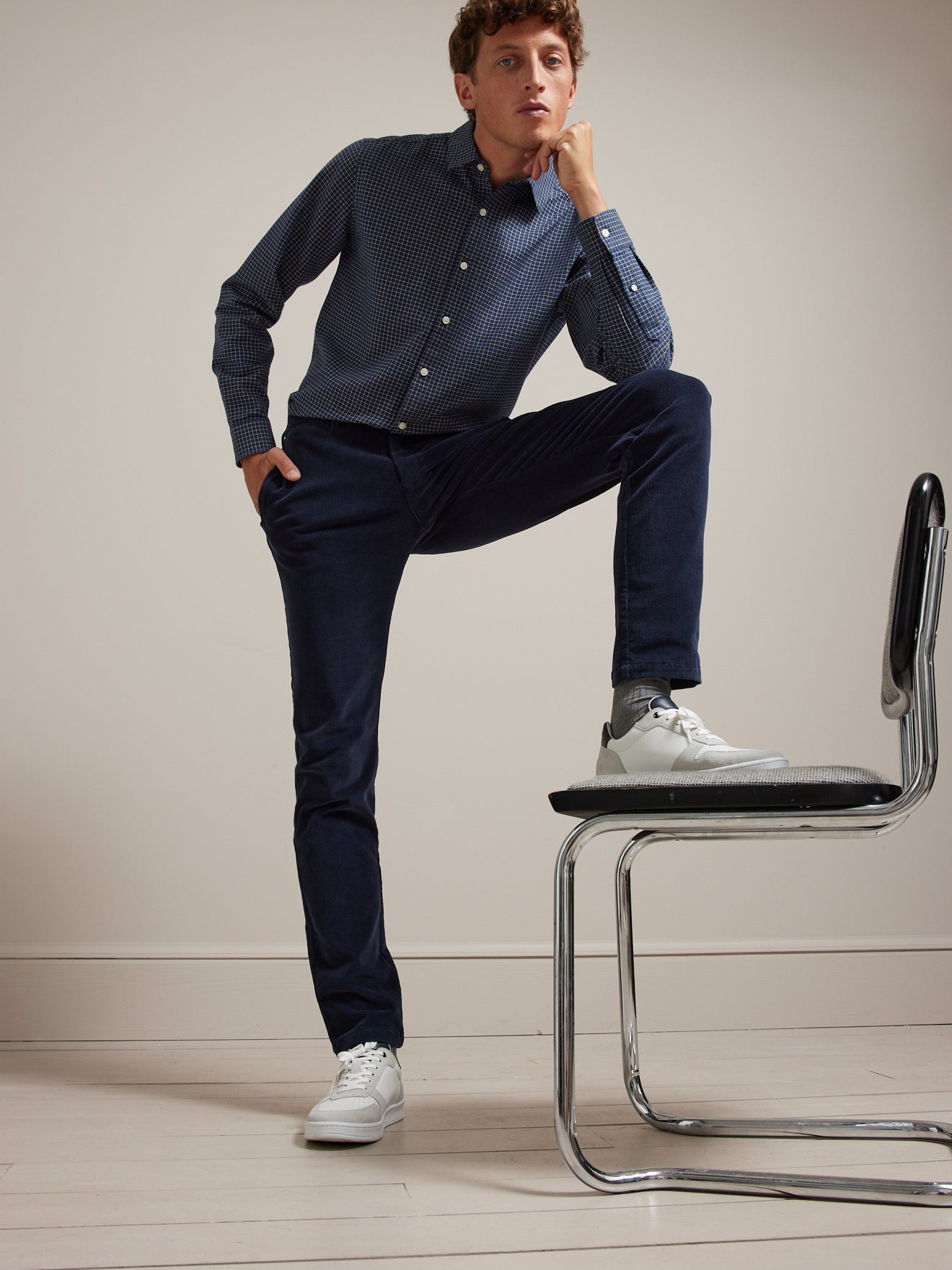 Chino velours regular homme