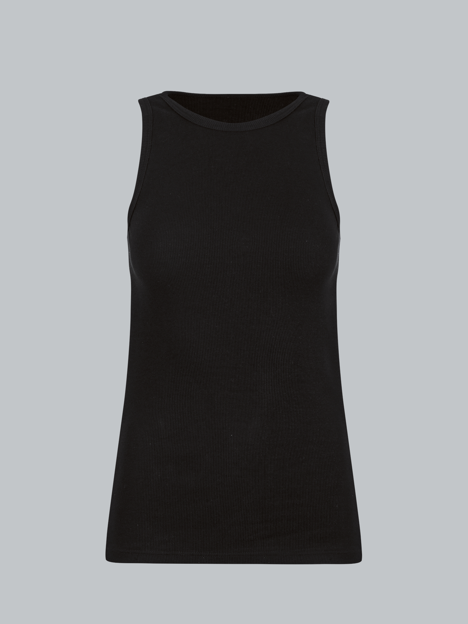 Träger-Shirt elastischer Doppelripp Schwarz