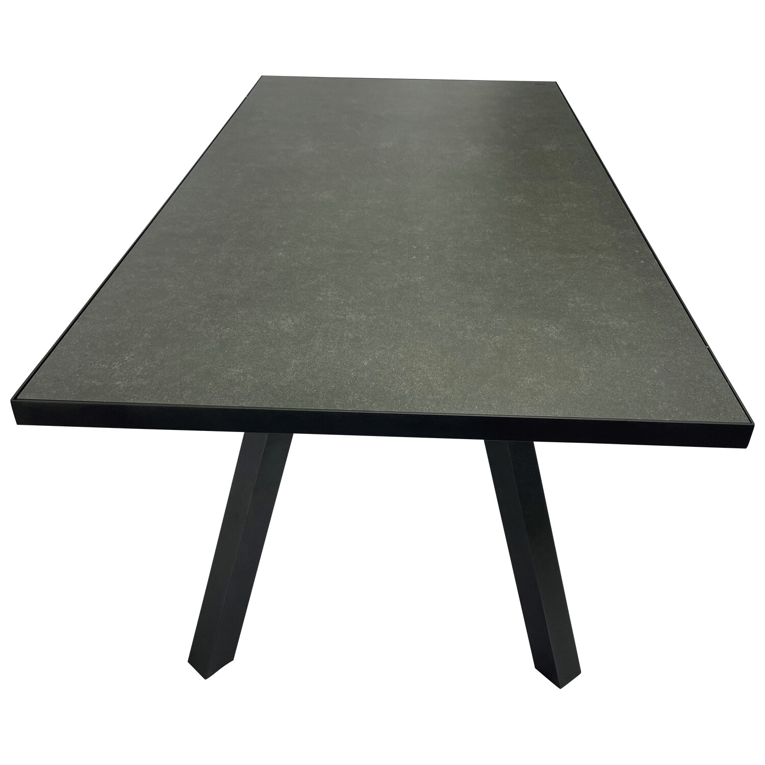 DEGAMO Tisch MANCIANO 180x90cm, Aluminium dunkelgrau + Glas in Keramikoptik dunkelgrau